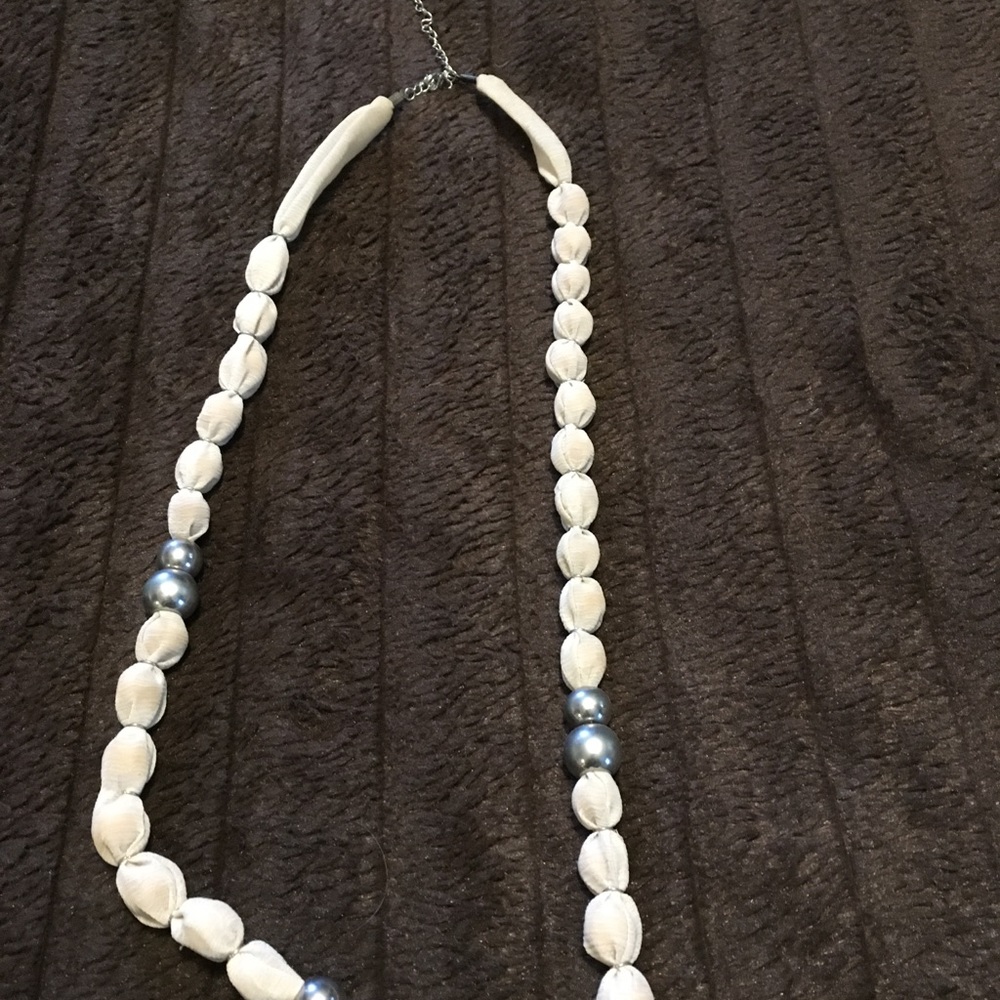 Silver and white necklace